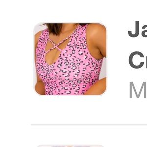 exotica athletica jamba jag pink performance reversible comfort crop top